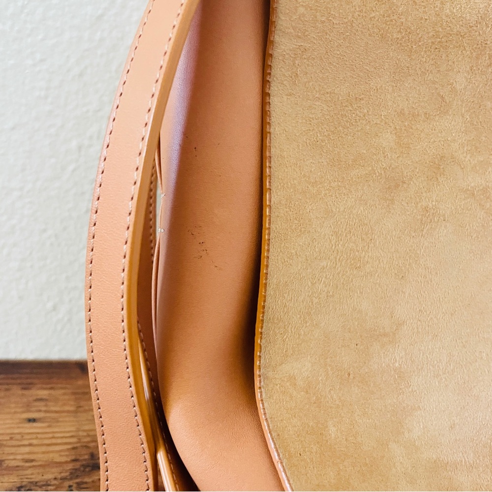 Janessa Leone Joan Suede & Leather Crossbody Satchel Bag -Camel Nude/ Tan Peach - Picture 7 of 10